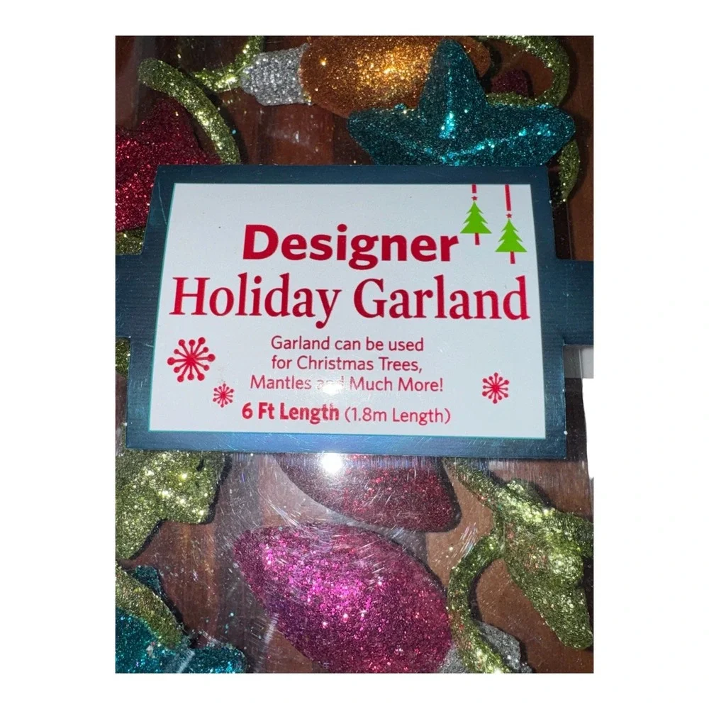 Christmas Glitter Garland 6ft and Shatter Resistant Ornament Set Jewel Tones NEW
